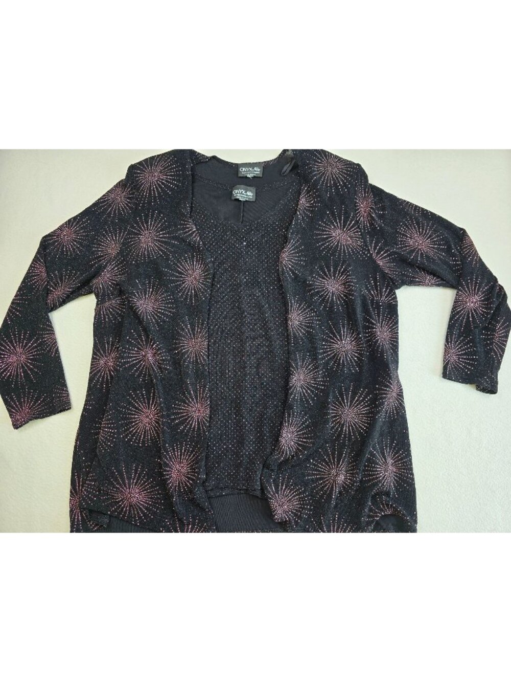 Onyx Nite 1X Black Two-Piece Set With Tank & Cardigan